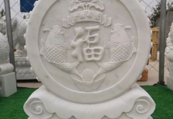 贵州装饰福字图案的雕塑石门墩