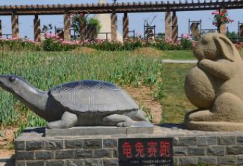 贵州欣赏精美动物雕塑：石雕龟兔赛跑
