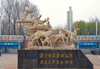贵州梅花鹿雕塑——令公园更美丽
