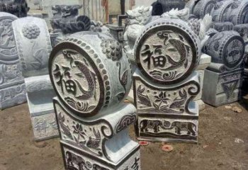 贵州石雕貔貅抱鼓门墩雕塑