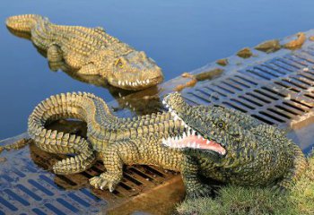 贵州水塘动物摆件玻璃钢仿真鳄鱼