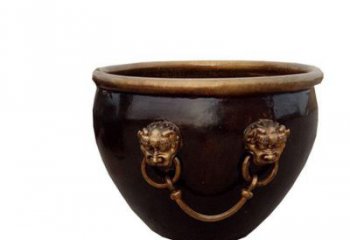 贵州铜雕圆形荷花水缸雕塑 (4)