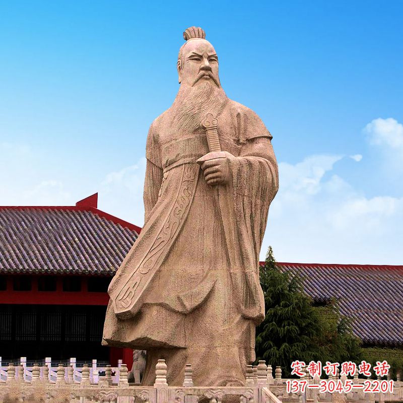 贵州魏武帝曹操砂岩石雕塑像