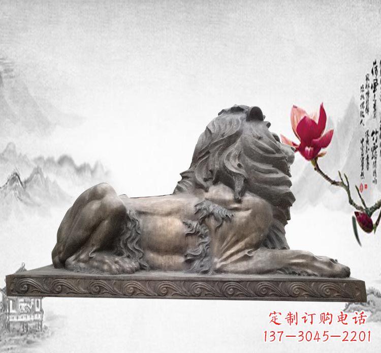 贵州卧着的西洋狮子铜雕