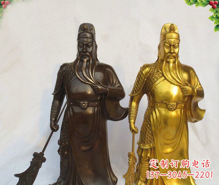 贵州武财神持刀关公铜雕 (2)
