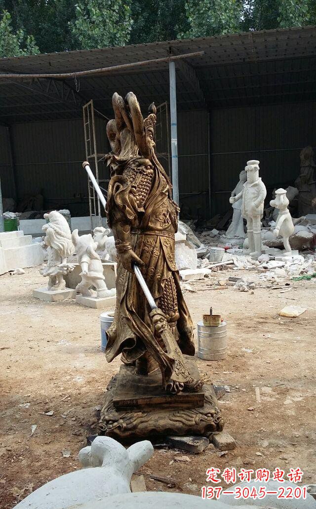 贵州武财神关公玻璃钢仿铜雕塑