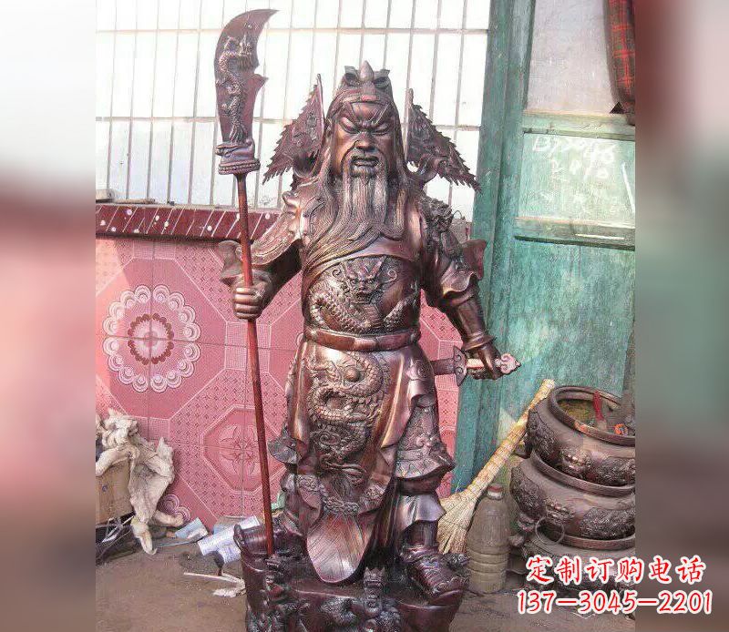 贵州武财神关公提刀铜雕