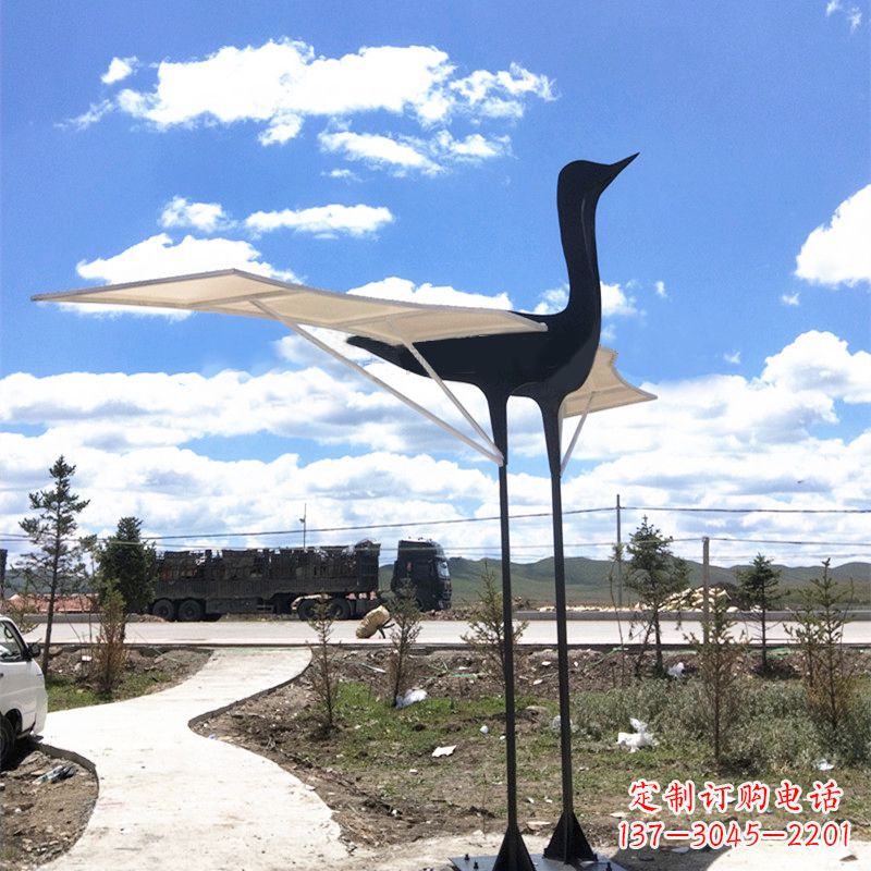 贵州仙鹤不锈钢遮阳亭景观雕塑