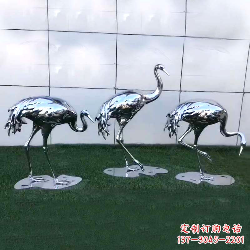 贵州仙鹤镜面不锈钢雕塑