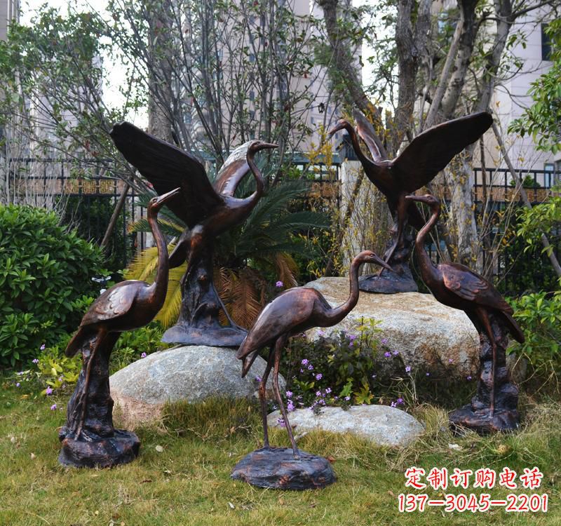 贵州仙鹤铜雕塑 (2)