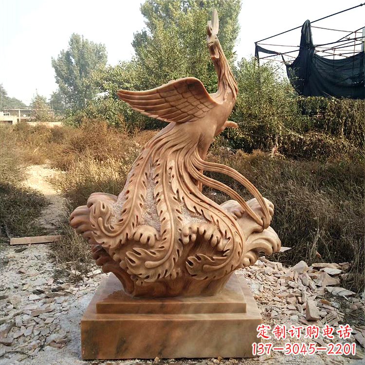 贵州祥瑞凤凰晚霞红石雕