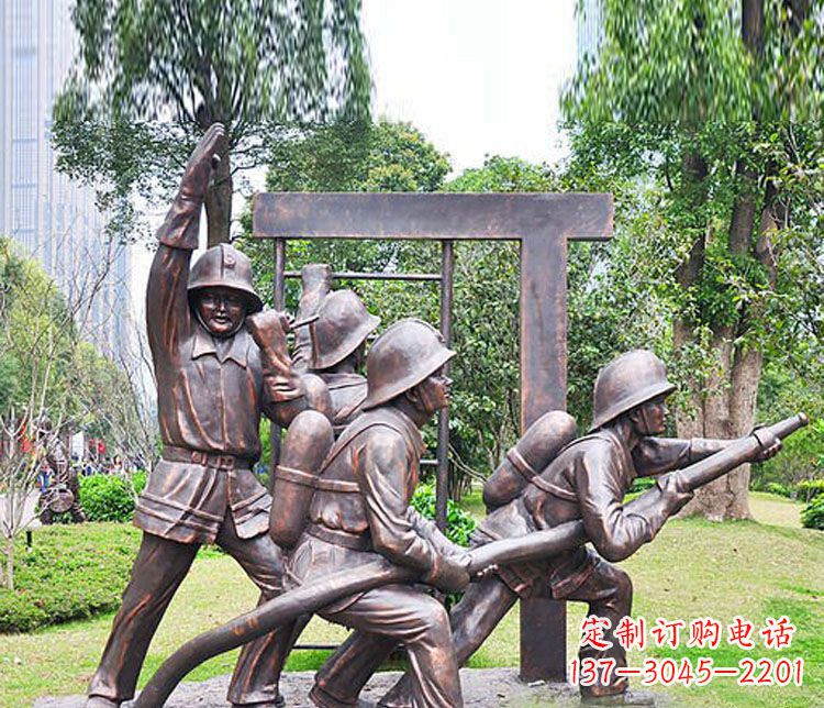 贵州消防员人物铜雕 (2)