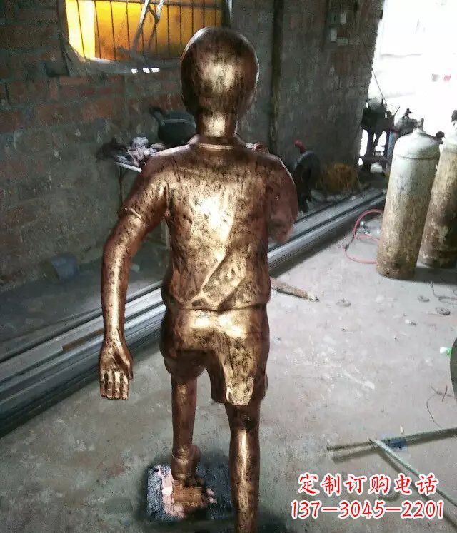 贵州小孩跑步公园人物铜雕 (2)