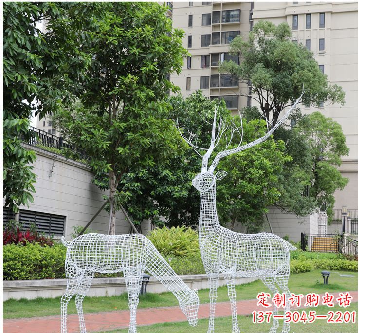 贵州小区不锈钢镂空梅花鹿鹿雕塑