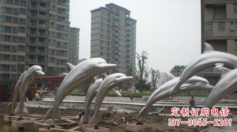 贵州小区不锈钢跳跃海豚雕塑