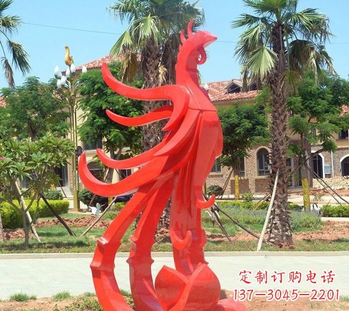 贵州小区抽象不锈钢凤凰雕塑