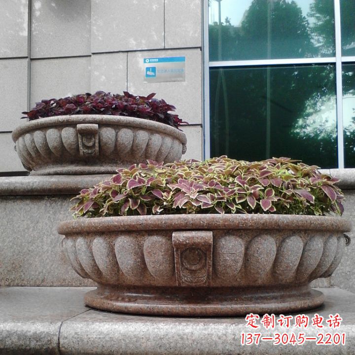 贵州小区花岗岩石雕花盆