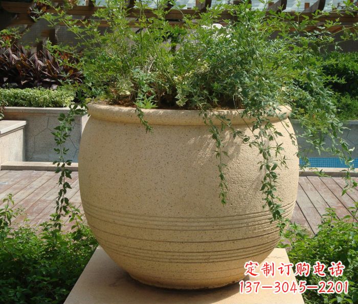 贵州小区景观大理石花盆石雕 (2)