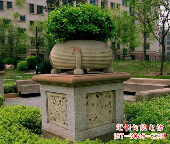 贵州小区景观大理石花盆石雕 (3)