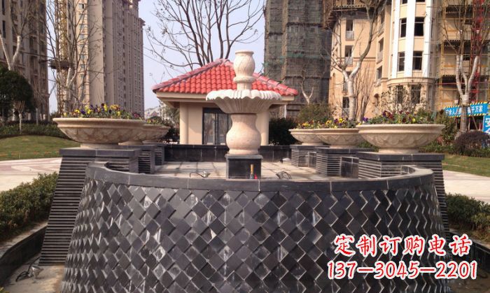 贵州小区景观大理石喷泉石雕 (3)