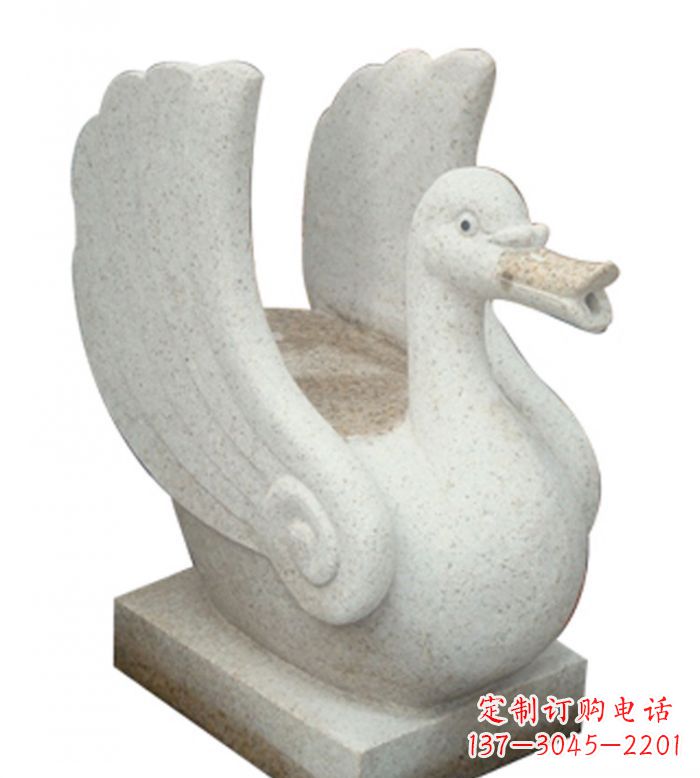 贵州小区景观大理石天鹅喷泉石雕 (2)