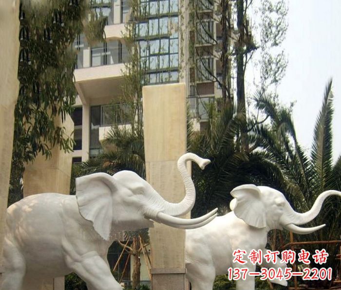 贵州小区景观汉白玉大象石雕