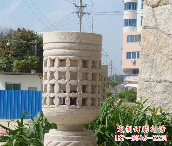 贵州小区景观镂空石灯石雕