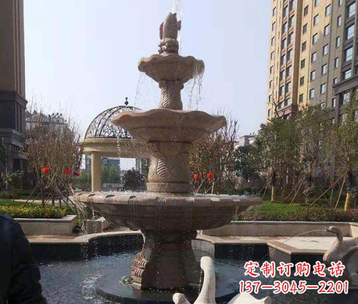 贵州小区景观晚霞红鲤鱼石雕喷泉