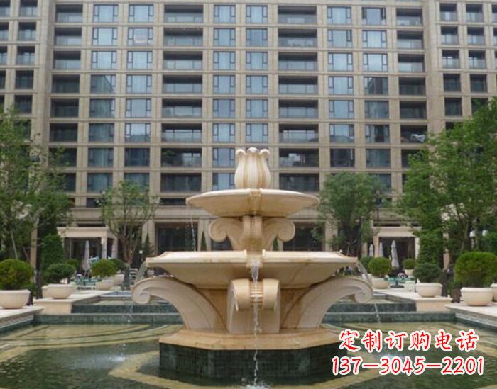 贵州小区景观晚霞红喷泉石雕 (2)