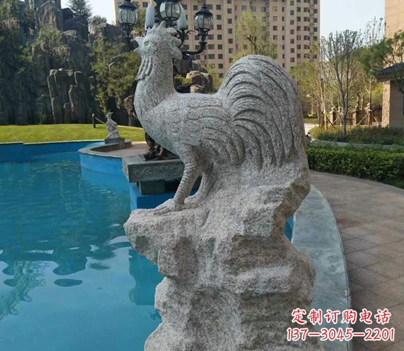 贵州小区十二生肖鸡动物石雕