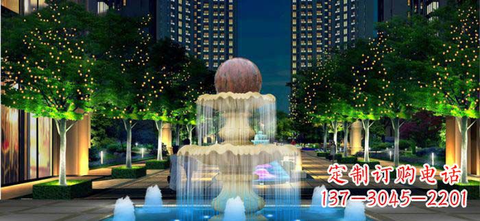 贵州小区石来运转风水球石雕喷泉