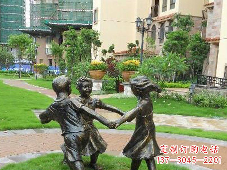 贵州小区铜雕儿童玩游戏人物雕塑