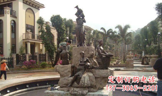 贵州小区西方美女喷泉人物铜雕