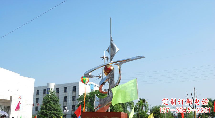 贵州校园不锈钢马踏飞燕地球雕塑