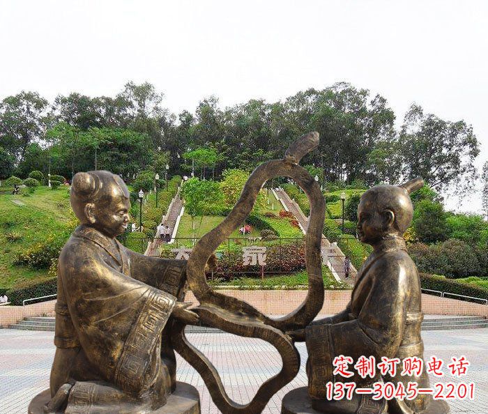 贵州校园抽象孔融让梨铜雕