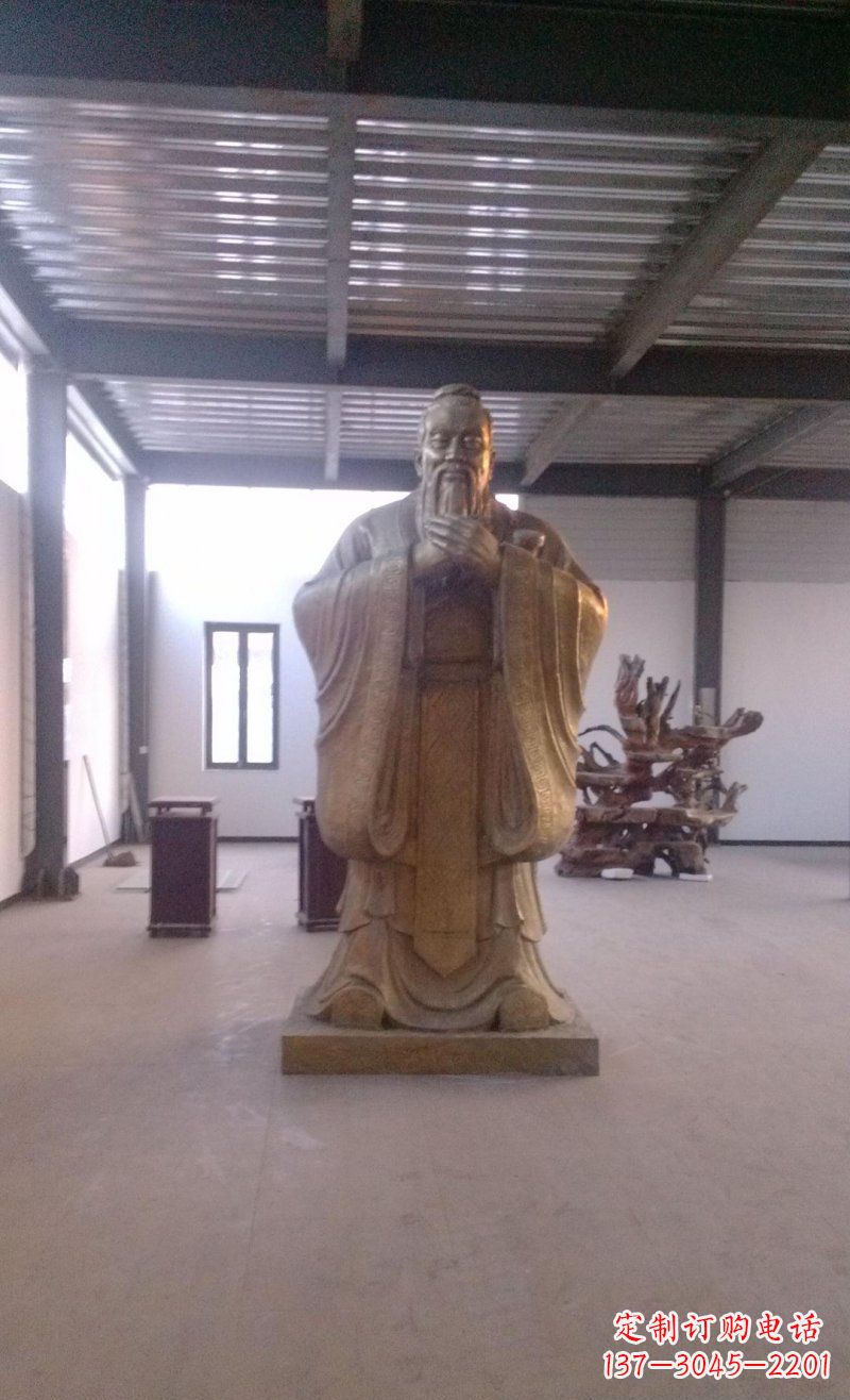 贵州校园仿铜老子玻璃钢名人雕塑