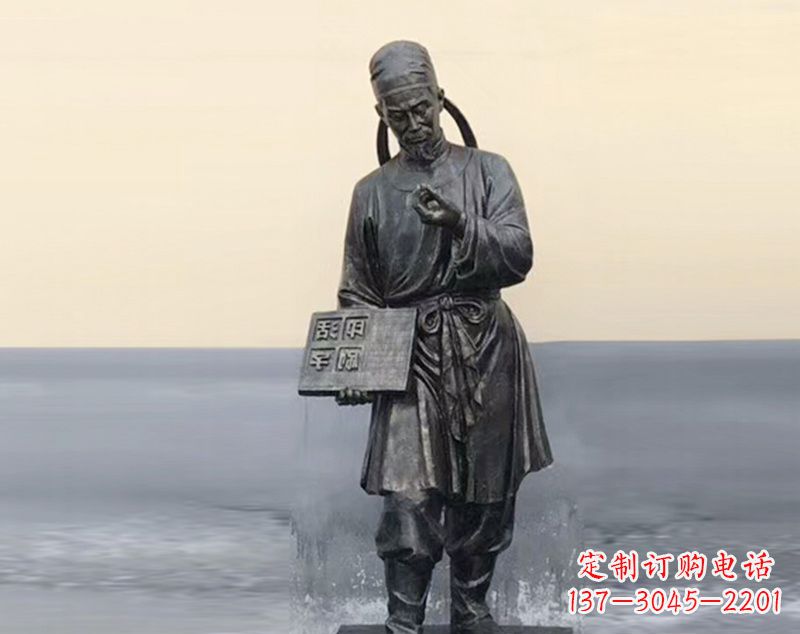 贵州校园古代名人毕昇和活字印刷术铜雕