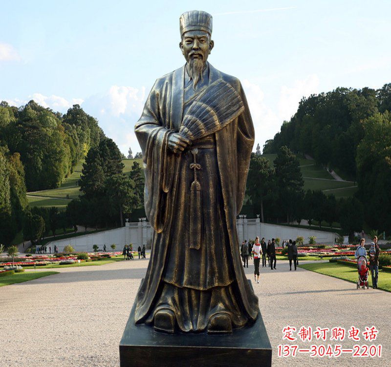 贵州校园古代名人诸葛亮铜雕