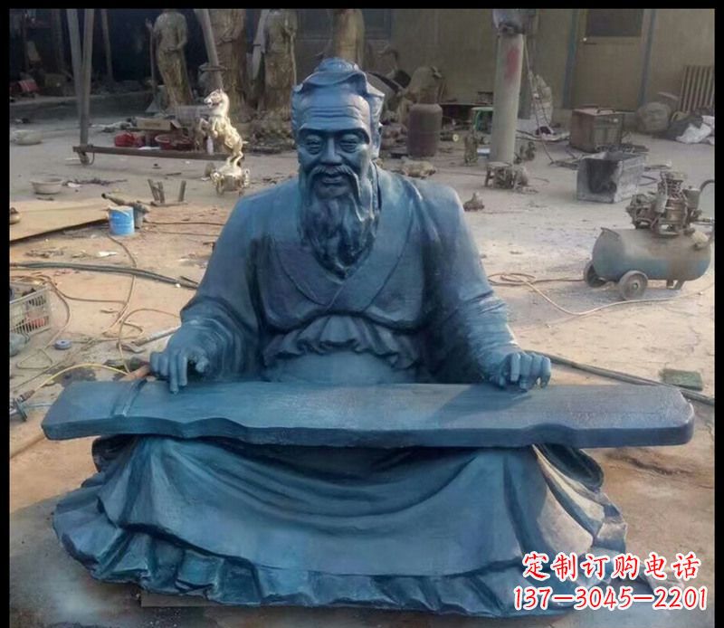 贵州校园孔子弹琴铜雕
