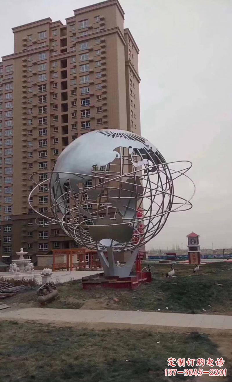 贵州校园镂空不锈钢地球仪雕塑