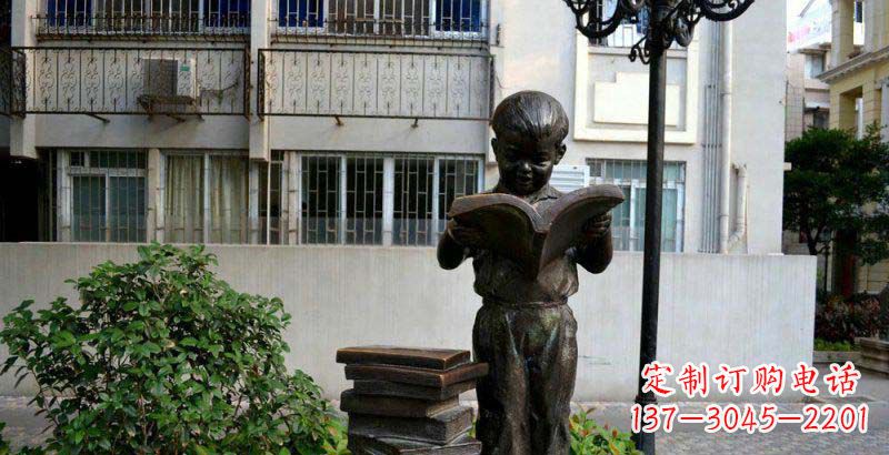 贵州校园念书的小男孩景观铜雕