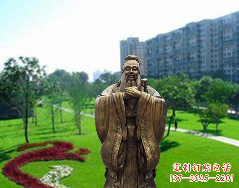 贵州学校孔子行教像铜雕
