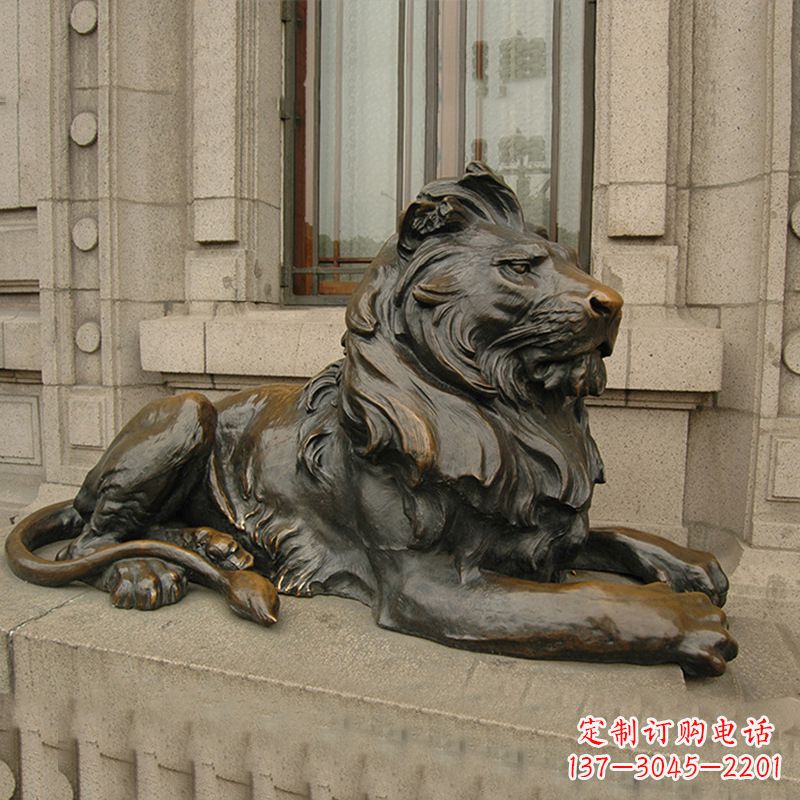 贵州银行大门铜雕港币狮子看门动物雕塑