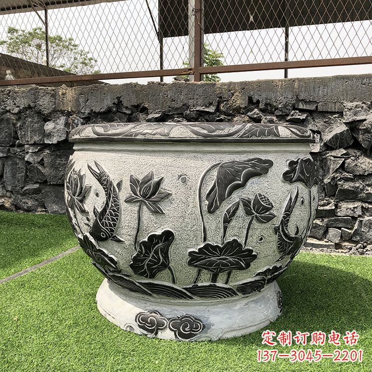 贵州鱼纹水缸石雕