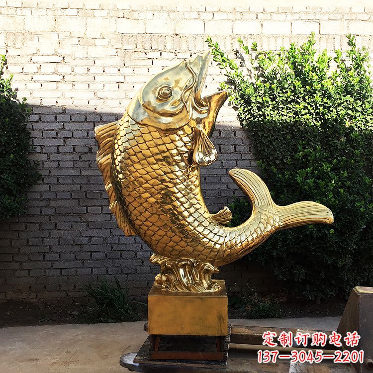 贵州鱼跃景观铜雕-纯铜铸造企业商场动物雕塑摆件