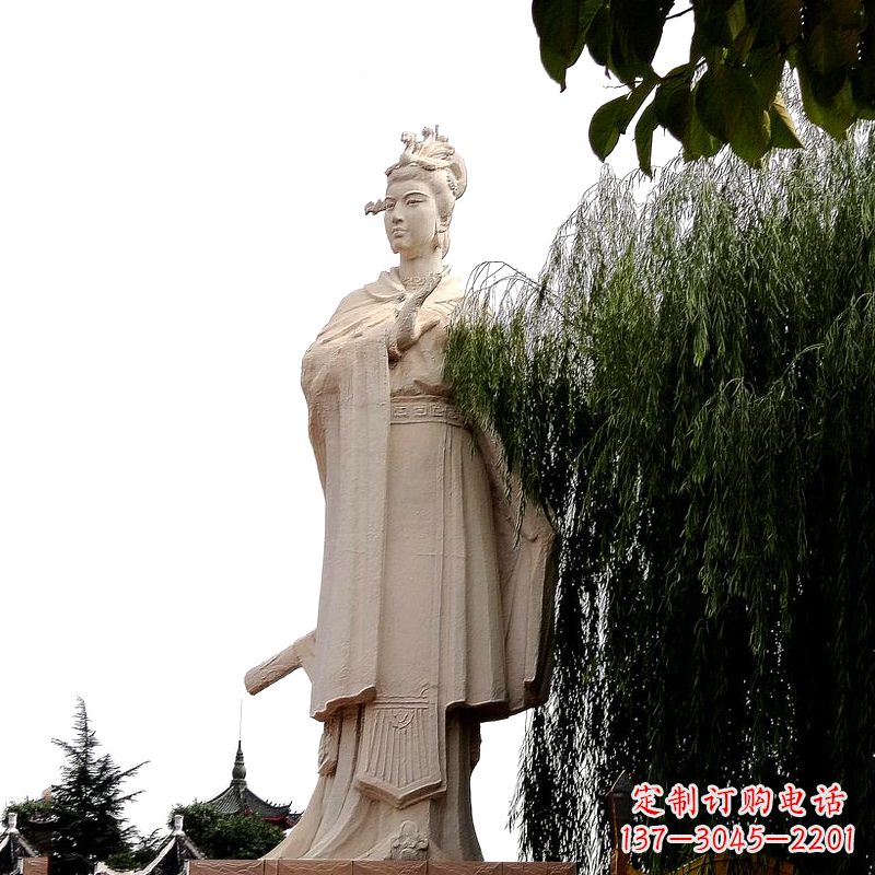 贵州虞姬砂岩石雕-景区园林古代人物著名美女雕像