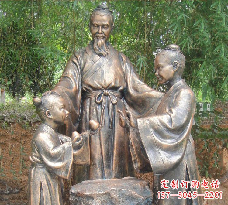 贵州寓言故事铜雕_孔融让梨