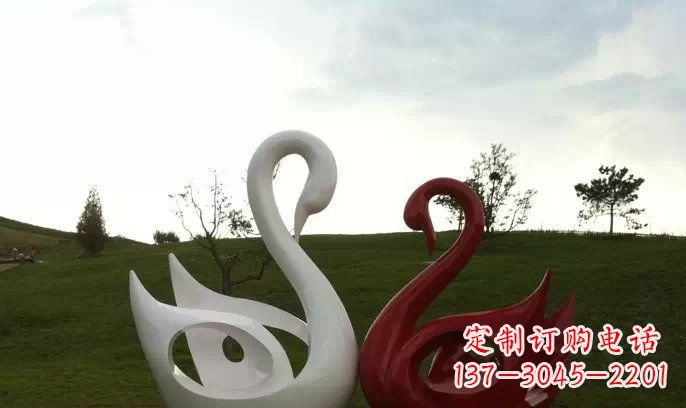 贵州园林不锈钢抽象天鹅雕塑