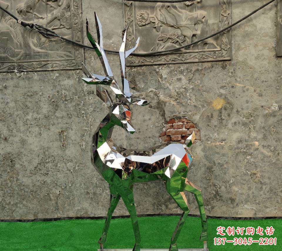 贵州园林不锈钢抽象小鹿雕塑