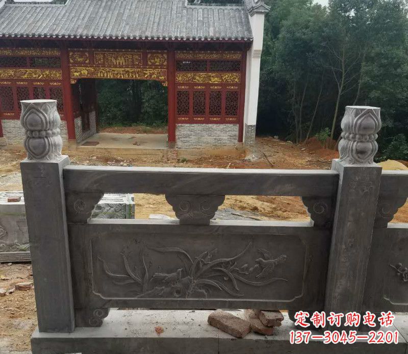 贵州园林仿古兰花石浮雕栏板景观石雕